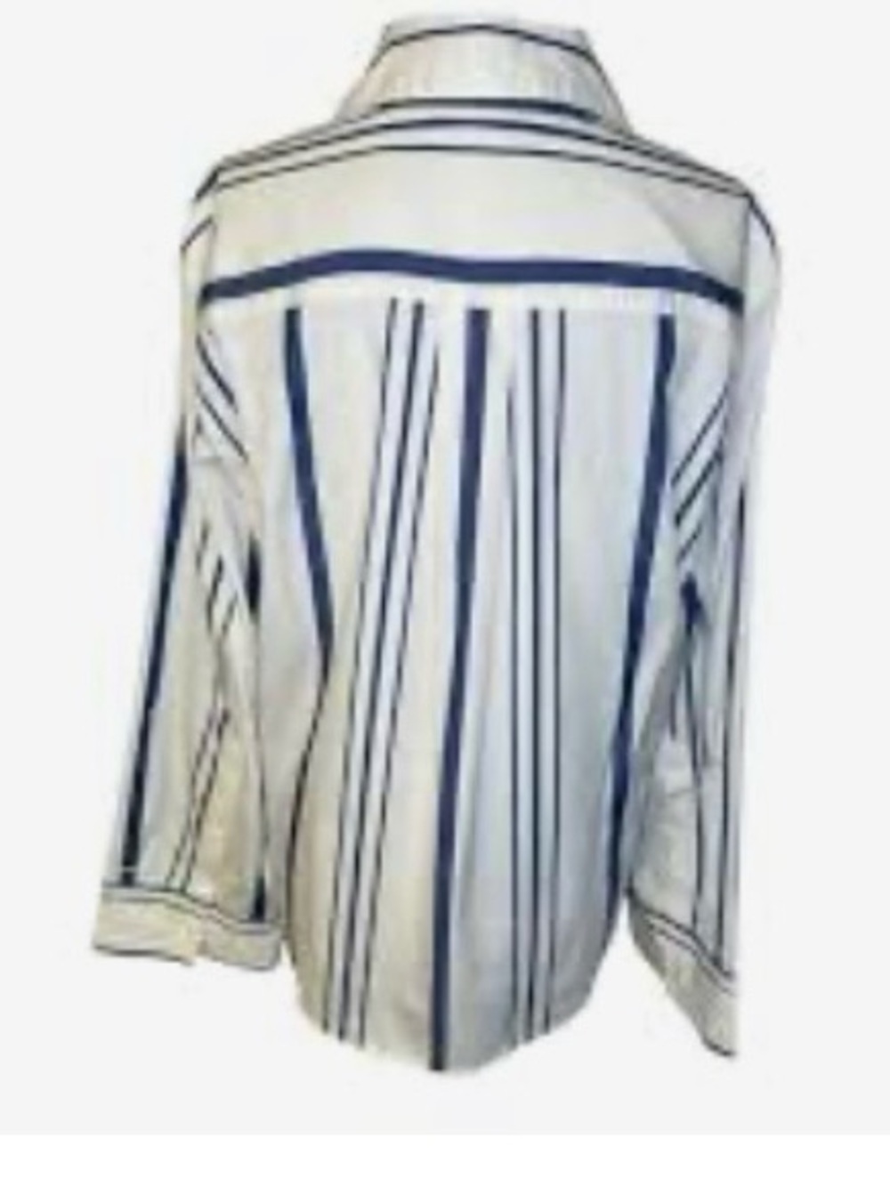 Madewell White Button-Down Shirt with Navy Stripes